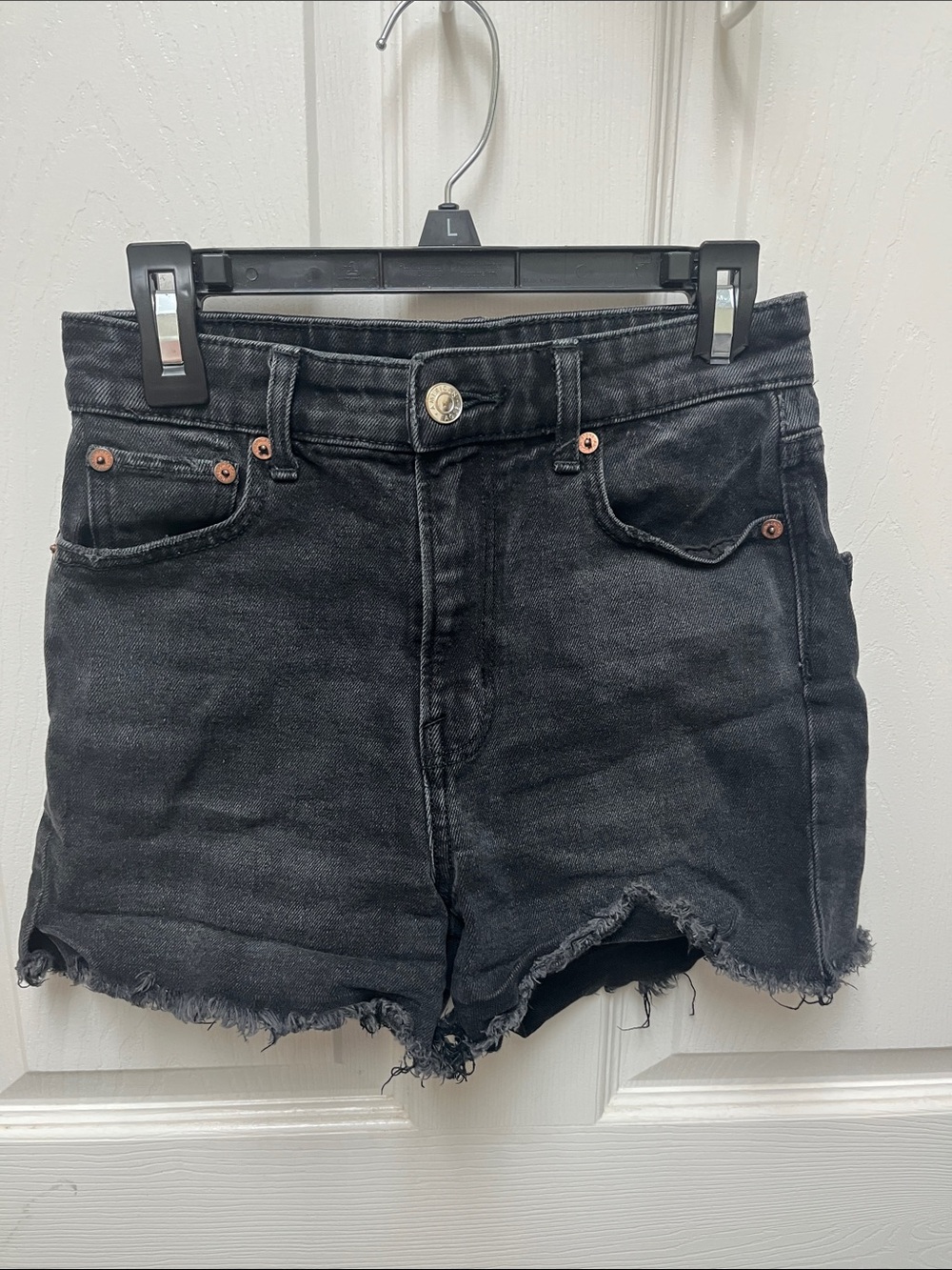 American Eagle Outfitters Black Washed High-Rise Denim Shorts